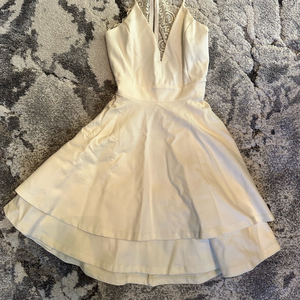 Windsor Cream Lace-Back Mini Dress